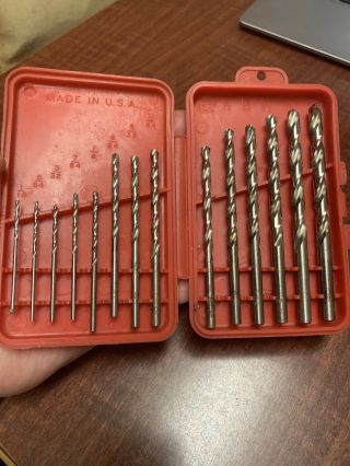 Vintage Vermont American No 1155 13pc Drill Bits Set 1/16 - 1/4 Usa High Speed