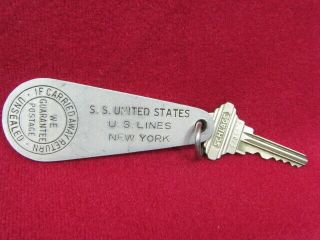 744 Us Lines Ss United States Cabin State Room U121 Key & Fob