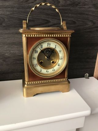 Very Large Brass Clock In The Style Of A Carriage Clock With Barometer & Compass
