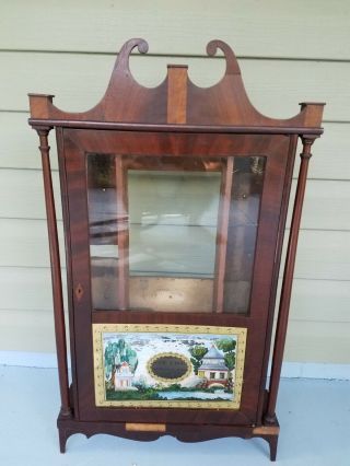Antique Pillar And Scroll Clock Case (only) With Olcott Cheny Label.