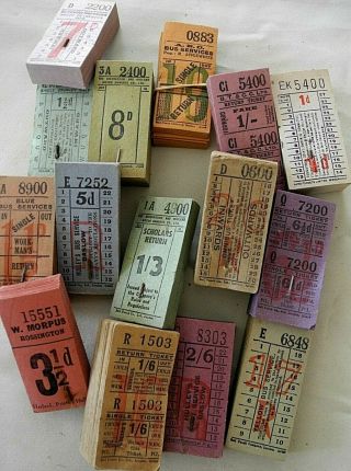 Bus tickets: 1000,  U.  K.  punch type tickets mostly in packs of 50 or 100 2