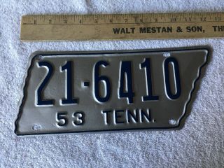 1953 Tennessee State Shape License Plate 21 - 6410 Carter County Re - Painted