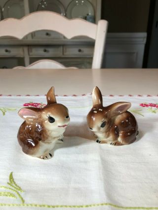 Vintage Brown Easter Bunny Rabbit Salt And Pepper Shakers,  Made In Japan