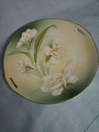 Vintage R S Germany Handled Plate With Peonies Hp Details