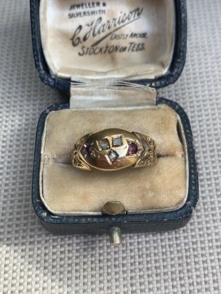 Antique Edwardian 18ct Gold Diamond & Ruby Ring