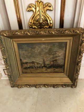 Fine Antique 19th Century Oil Painting Wood With Wood Frame