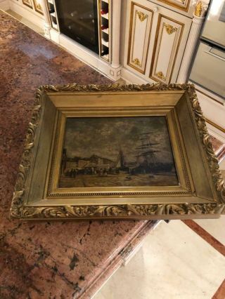 Fine Antique 19th Century Oil Painting Wood With Wood Frame 2
