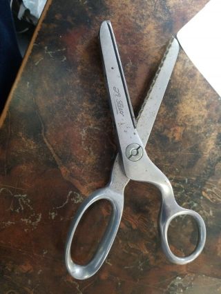 Vintage Le Bec 9 " Long Pinking Shears Heavy Thick Sturdy Scissors 3.  5 " Blades