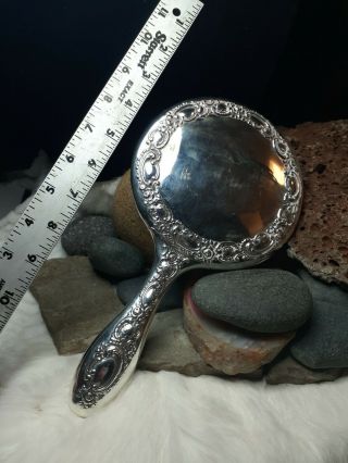 1862 Victorian 529g[rare ]theodore Starr York Lg Hand Mirror Sterling Silver