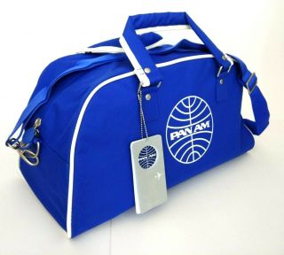 Pan Am Bag Blue White Travel Bowling 19 X 9 X 10 " Shoulder Strap Retro Look