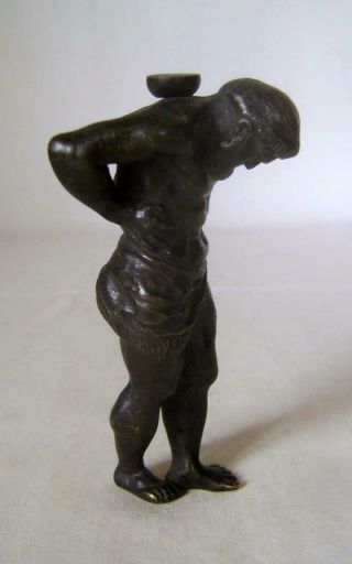 Fine C.  19th French Empire Cast Bronze Figure Of Atlas 11 Cm High