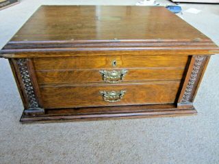 Victorian Solid Oak Table Top Cabinet.  Collectors/cutlery.  /stationery/filing