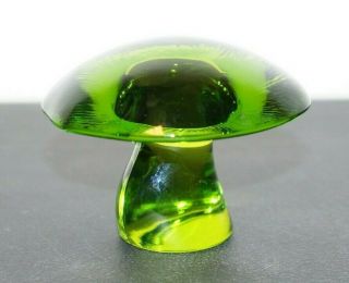 Vintage Mid Century Viking Art Glass Green Glass Mushroom Paperweight (a3)