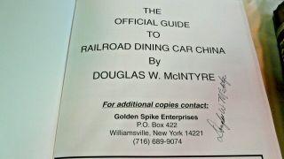Official Guide to Railroad Dining Car China Autographed,  Dining on Rails Luckin 3