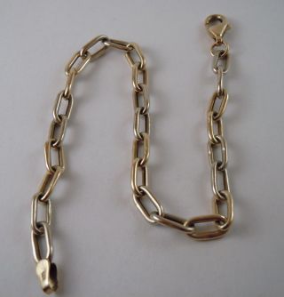 100 Vintage 9k Hollow White And Yellow Gold Chain Link Bracelet 20cm.