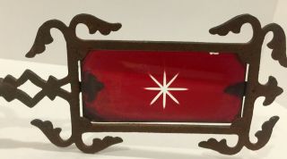 Rare Antique Snowflake Red Glass Lightning Red Weathervane Arrow 2