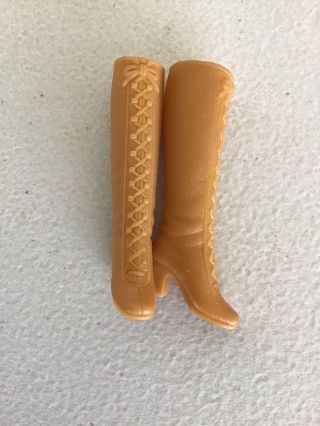 Mattel 1970 Made Mod Go Go Style Boots High Heel For Barbie Tan Brown
