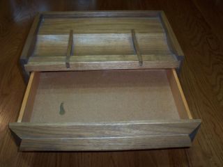 Vintage Mens Wooden Jewelry Box W/ Drawer