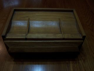 Vintage Mens Wooden Jewelry Box w/ Drawer 2
