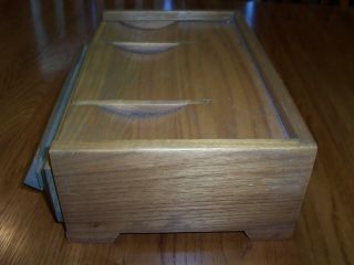 Vintage Mens Wooden Jewelry Box w/ Drawer 3
