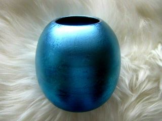 Choice Antique 1920s Durand Art Glass Bud Vase In Blue Aurene Iridescence Signed
