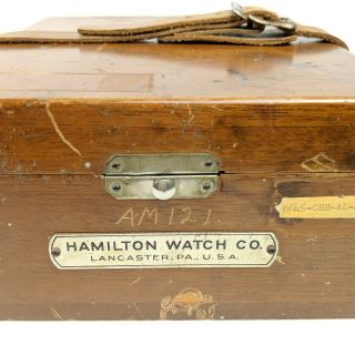 Hamilton Watch Co.  Wood Box with Strap for Ship Marine Chronometer Box Only 2
