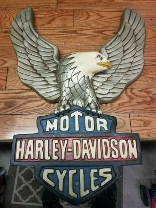 Vintage Harley Davidson Wall Plaque Hand Painted