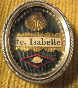 Antique Silver Theca Case With A Relic Of St.  Isabelle Of France.