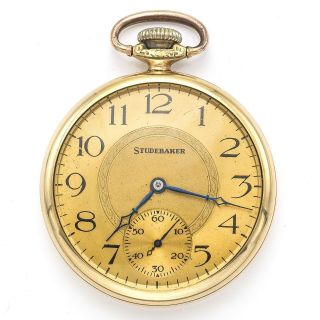 Antique South Bend Watch Co Studebaker 21 Jewels 14k Gold Filled Pocket Watch