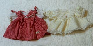 Vintage Cabbage Patch Kids Doll Clothes Red Checked Yellow Rosebud Dress Top