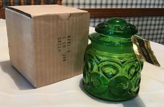 Vintage L.  E.  Smith Green Moon & Stars 1 Canister Jar Box & Labels