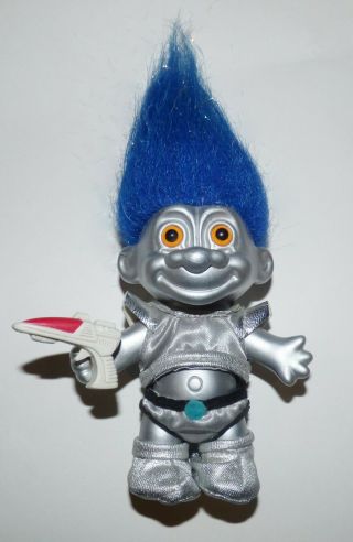 Russ Exc My Lucky Silver Space Martian 5 " Troll Alien With Ray Gun 18554