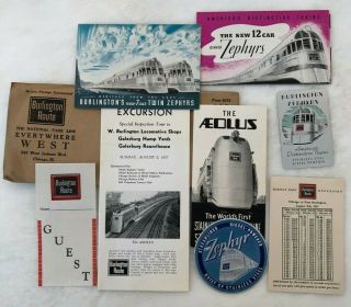 1937 Burlington Route Railroad Zephyr Train Aeolus Brochure Advertising Calendar