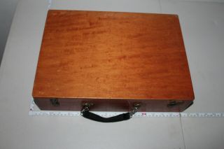 Vintage Wooden Brief Case Box With Clasps