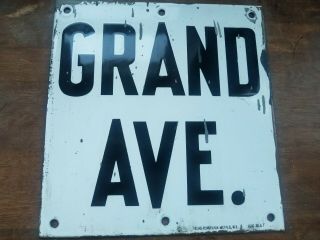 Antique Porcelain 1936 Nyc Mta Subway Sign Grand Ave Vintage Authentic Ny