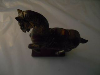 Vintage Wooden Horse With Gold Paint From China Early Or Mid 20th Century