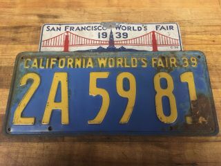 1939 San Francisco World’s Fair Topper California World’s Fair 39 License Plate 2