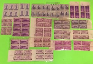 Vintage Us Postage - (22) Blocks Of 3 Cent Stamps - Various Themes - See Desc