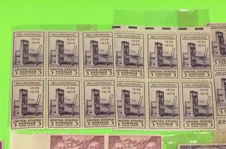 Vintage US Postage - (22) Blocks of 3 Cent Stamps - Various Themes - See Desc 3