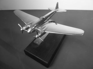 Art Deco Wwii Heinkel He111 Bomber Trench Art Airplane Ashtray 2nd Hardwood Base