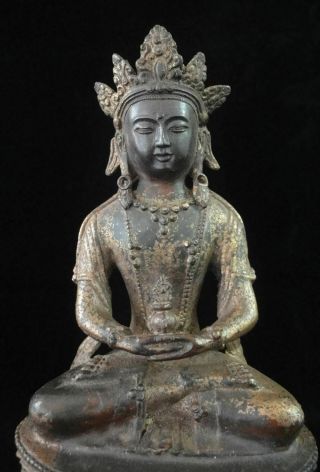 Large Chinese Tibetan " Guanyin " Buddha Old Gilt Bronze Casting Statue Sculpture