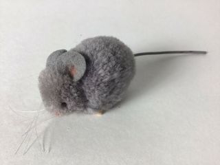 Vintage German Steiff Gray Wool Pom Pom Mouse Hole But Missing Ear Button Small