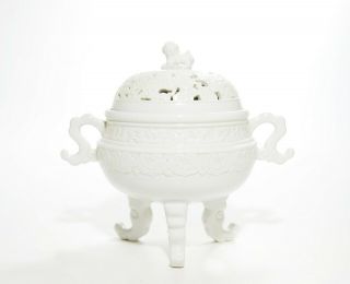 A Rare Chinese Blank - De - Chine Porcelain Burner