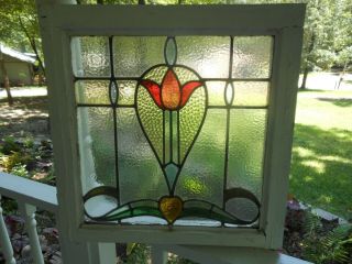 H - 7 - 340 Older English Leaded Stained Glass Window 24 " X 24 "