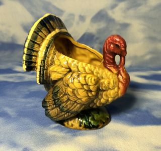 Vintage Napco National Potteries Co Glazed Ceramic Thanksgiving Turkey Planter