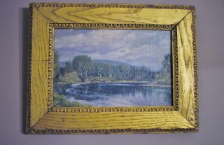 Small Antique Will Hutchins American Impressionist Mountain River Oil Painting