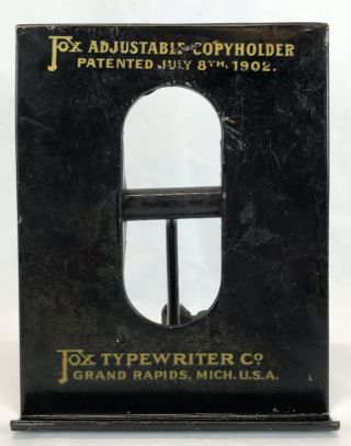 Antique 1902 Fox Typewriter Adjustable Copyholder