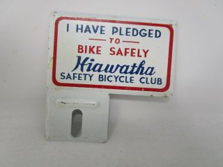 Vintage Hiawatha Safety Bicycle Club License Plate Topper