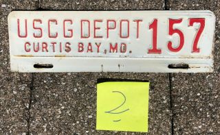 Old U.  S.  Coast Guard Depot License Plate Topper From Curtis Bay Maryland 2