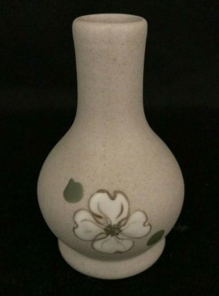 Vintage Pigeon Forge Pottery Mini Vase With White Dogwood Flower - Made In Usa
